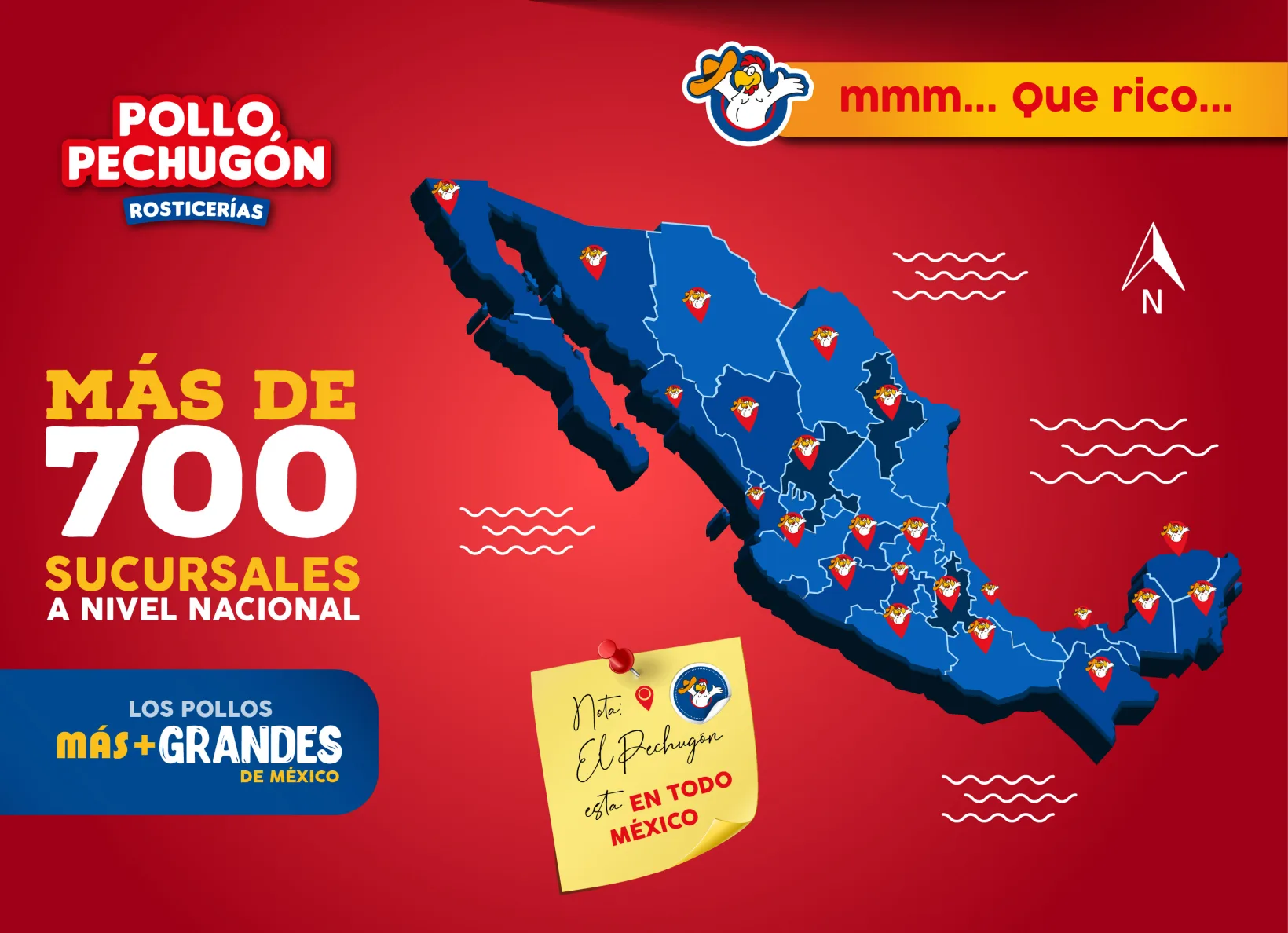 Presencia de El Pechugón en México: más de 700 sucursales